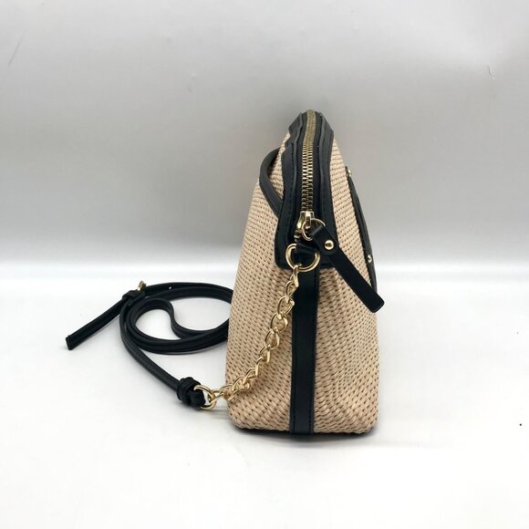 Nanette Lepore Black & Neutral Thea Straw Dome Crossbody & Wallet - Picture 3 of 11